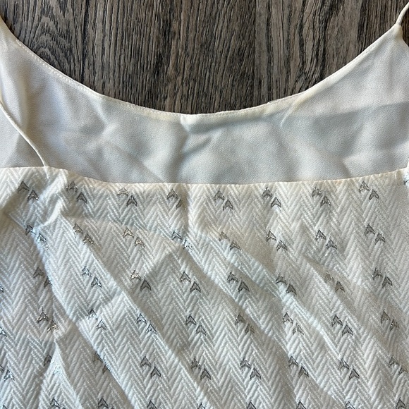 Club Monaco Top White and Silver Metallic Peplum Top Size Medium Spaghetti Strap - Picture 8 of 10